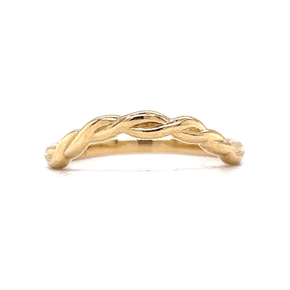 Curved braided Rope Style Wedding Band in 14k Yellow Gold