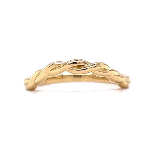 Curved braided Rope Style Wedding Band in 14k Yellow Gold
