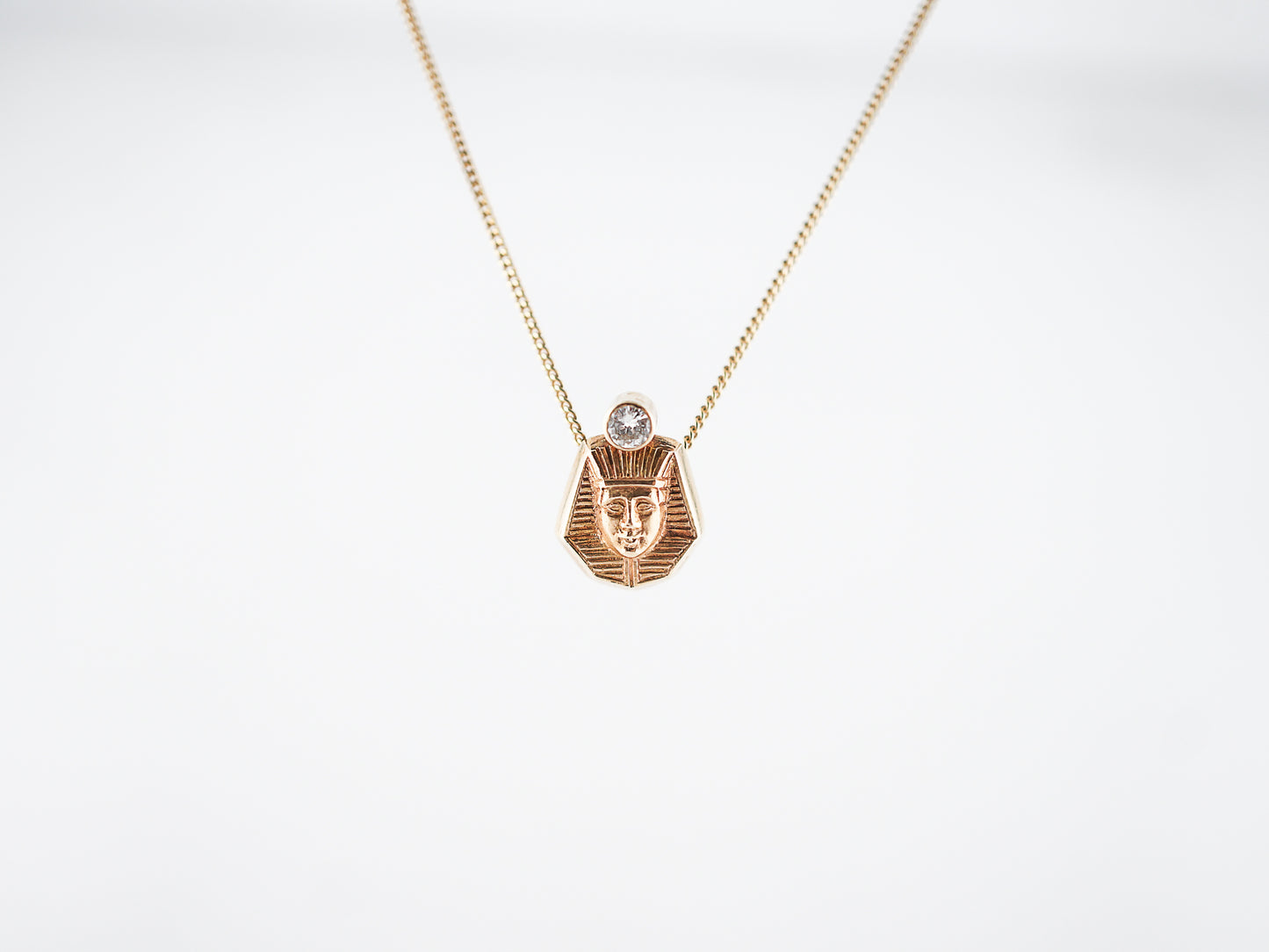 Antique Necklace Art Deco .07 Round Brilliant Cut Diamond in 14k Yellow Gold