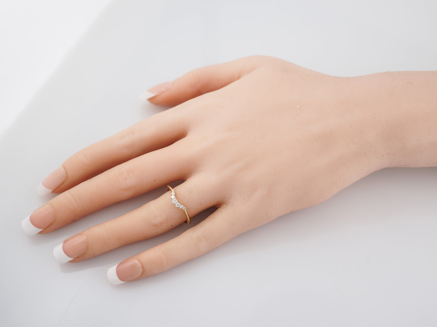 Wedding Band Modern .12 Round Brilliant Cut Diamonds in 14K Yellow Gold