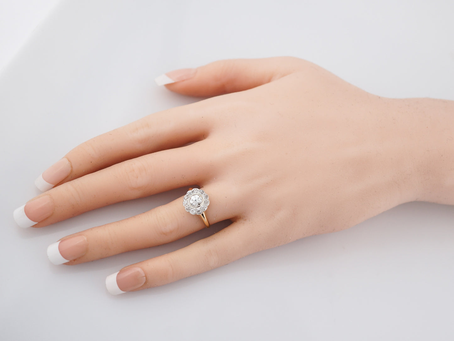 Antique Engagement Ring Victorian .62 Old European Cut Diamond in 14K Yellow & White Gold