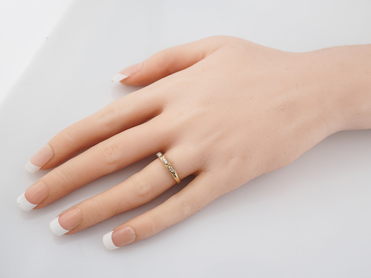 Vintage Wedding Band Mid-Century .09 Single Cut Diamonds in 14K Yellow Gold