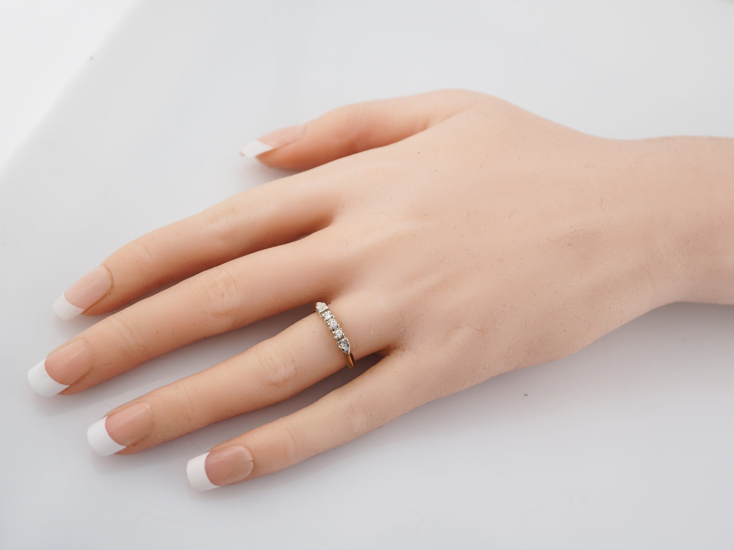 Vintage Wedding Band Retro .06 Old European Cut Diamonds in 14K Yellow & White Gold