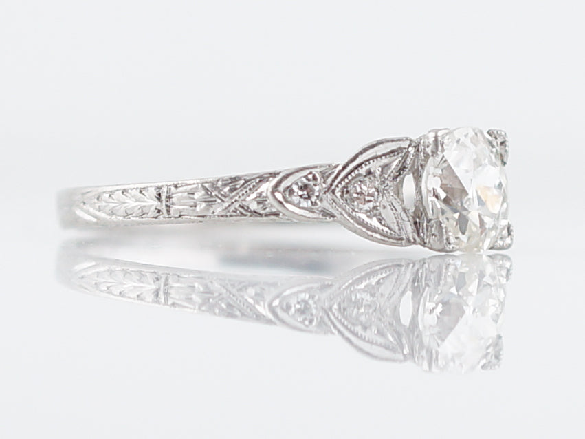 Antique Engagement Ring Art Deco GIA .64 Old European Cut Diamond in Platinum