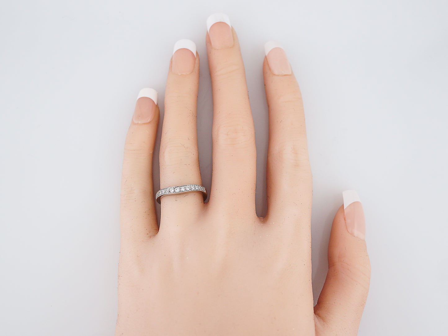 Wedding Band Modern .26 Round Brilliant Cut Diamonds in 14K White Gold