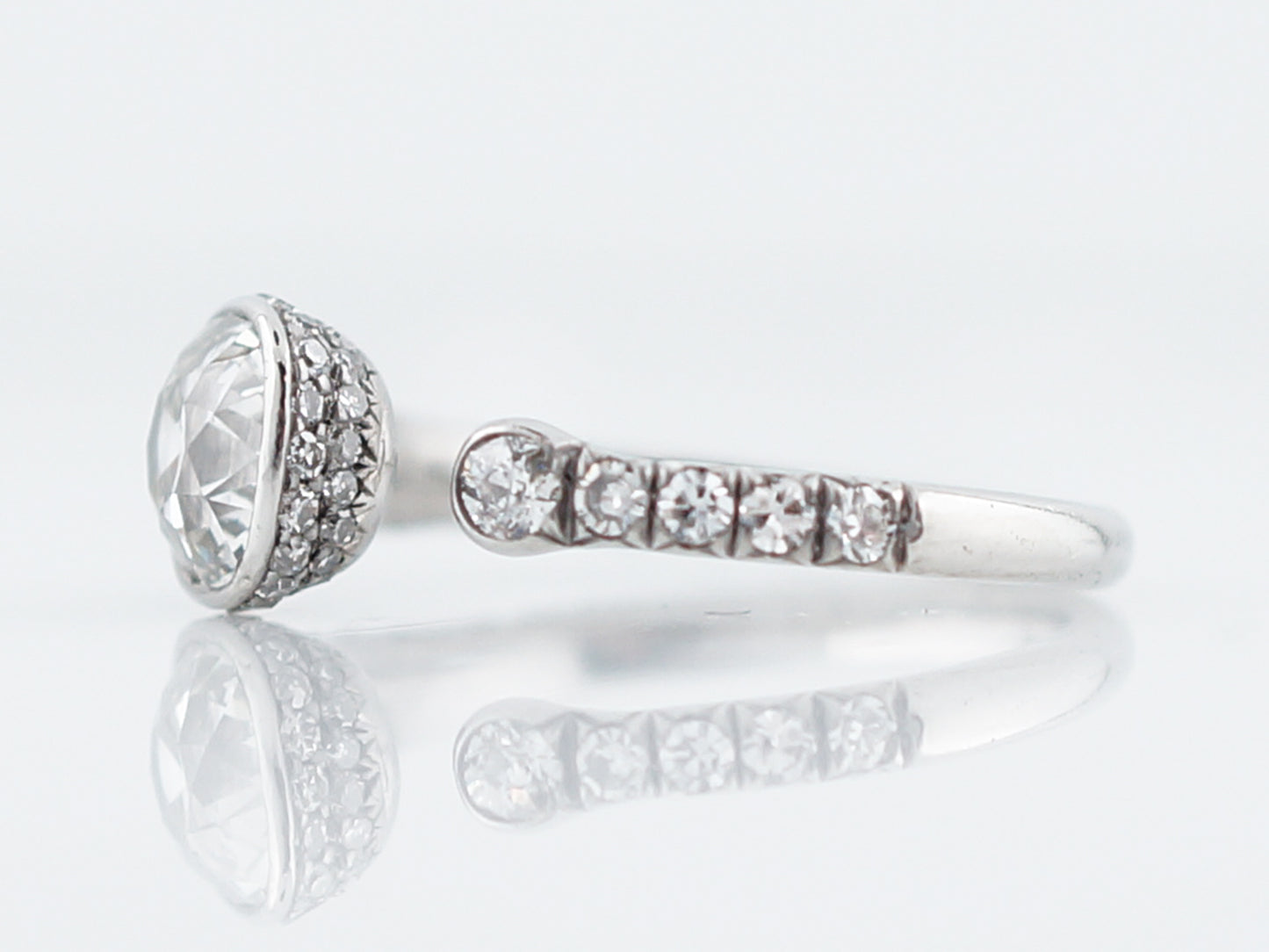 Engagement Ring Modern GIA 1.29 Old Mine Cut Cushion Cut Diamond in Platinum