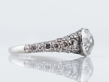 Engagement Ring Modern GIA 1.29 Old Mine Cut Cushion Cut Diamond in Platinum