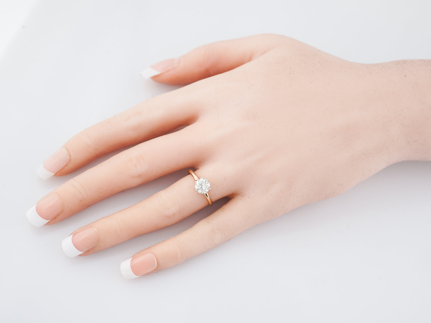 Antique Engagement Ring Victorian 1.08 Round Brilliant Cut Diamond in 14K Yellow Gold