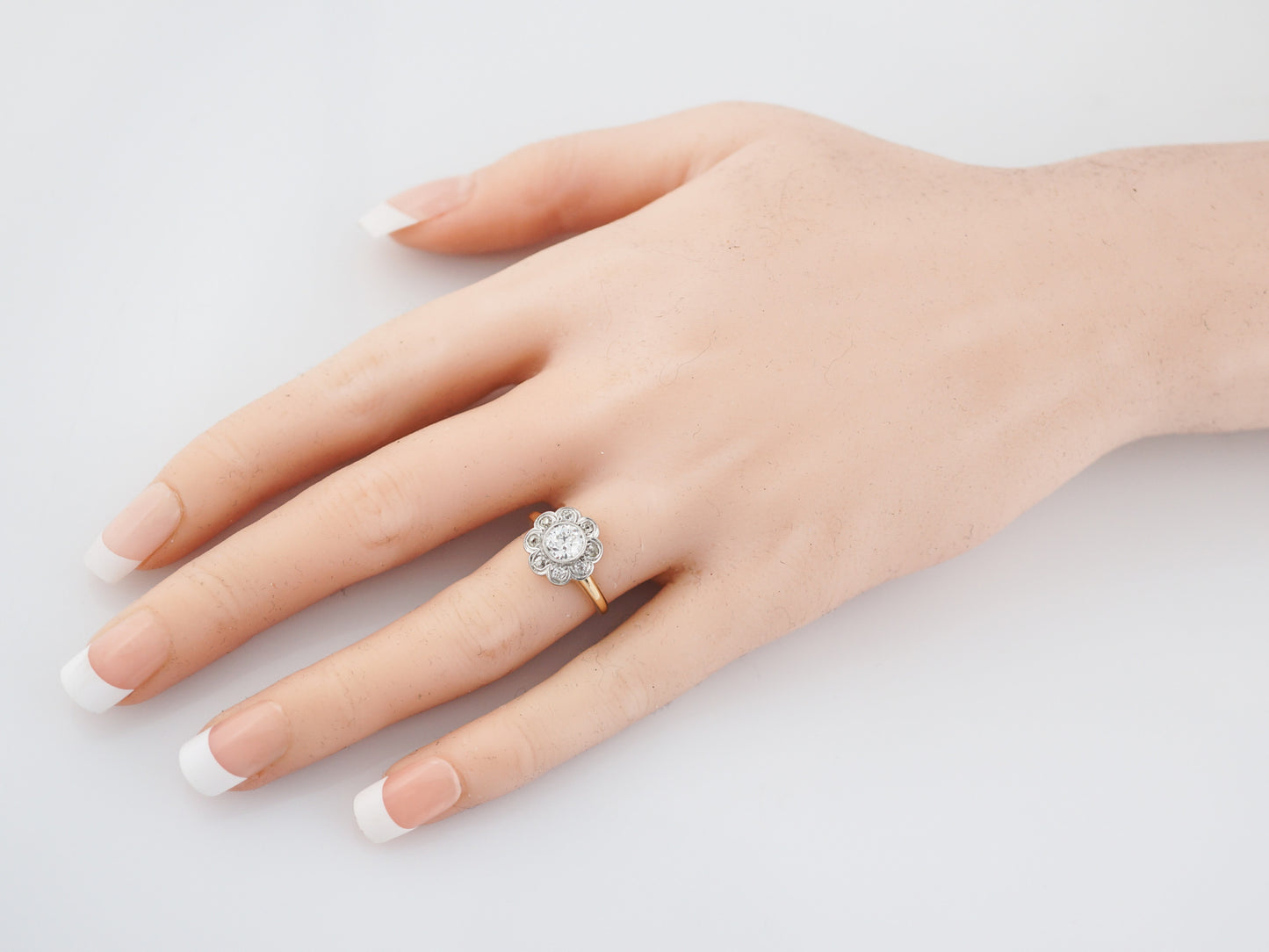 Antique Engagement Ring Victorian .58 Old European Cut Diamond in 14K Yellow Gold & Platinum