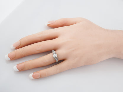 Antique Engagement Ring Art Deco .72 Old Mine Cushion Cut Diamond in Platinum