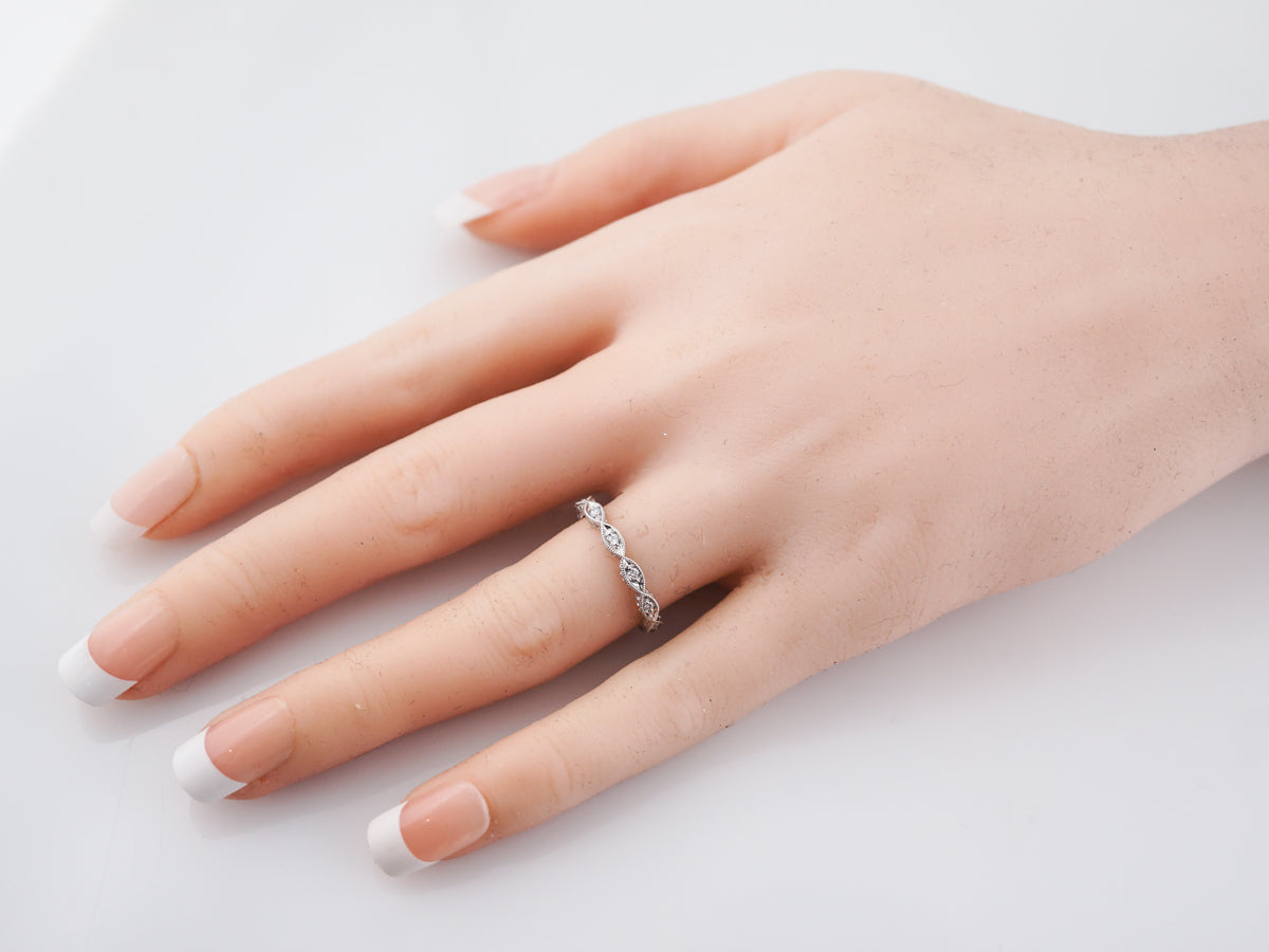 Eternity Wedding Band Modern .12 Round Brilliant Cut Diamonds in 14K White Gold