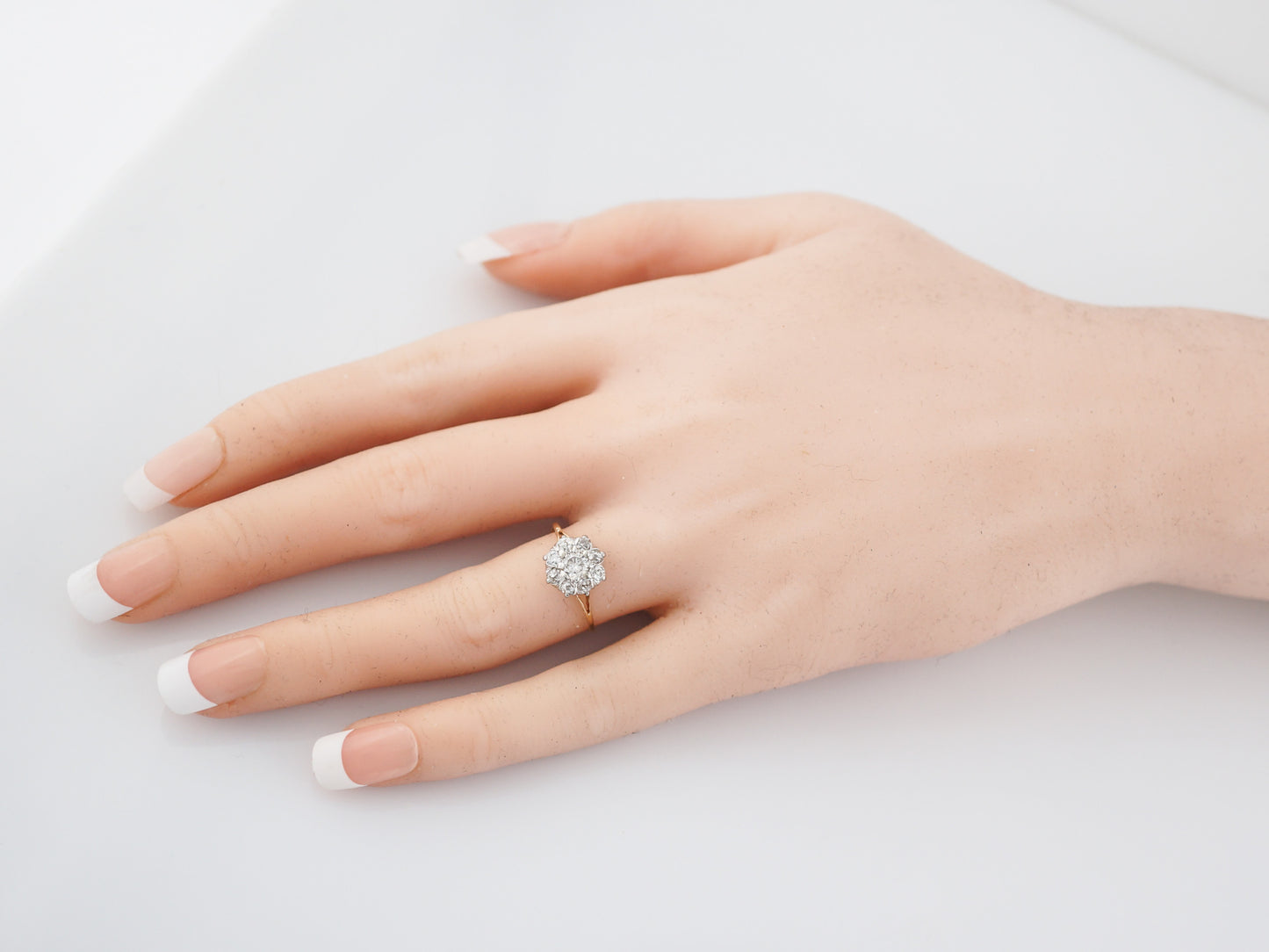 Antique Engagement Ring Victorian .33 Round Brilliant Cut Diamond in 14K Yellow & White Gold