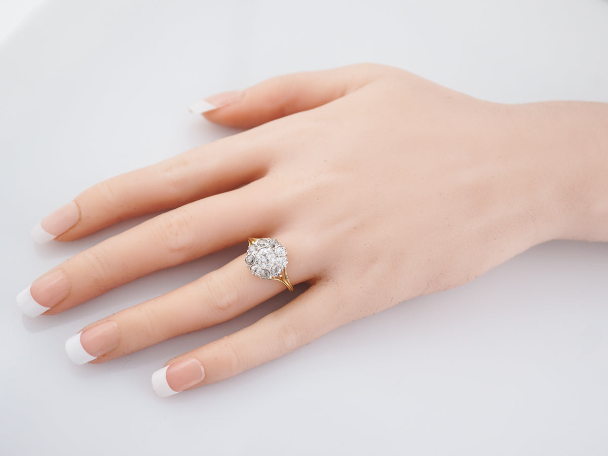 ntique Engagement Ring Victorian .98 Old Mine Cut Diamond in 18K Yellow Gold