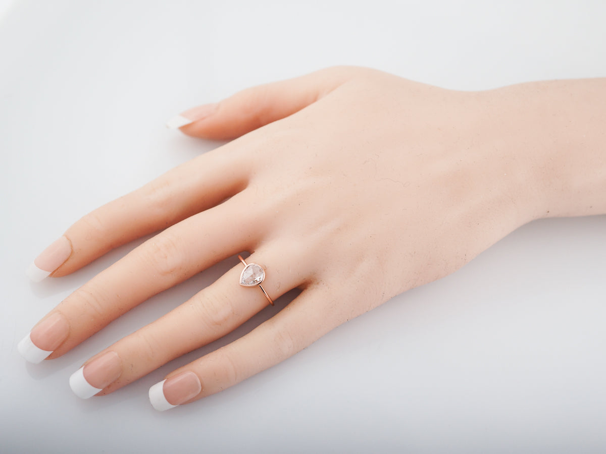 Bezel Set Rose Cut Diamond in 14k Rose Gold D/VS1