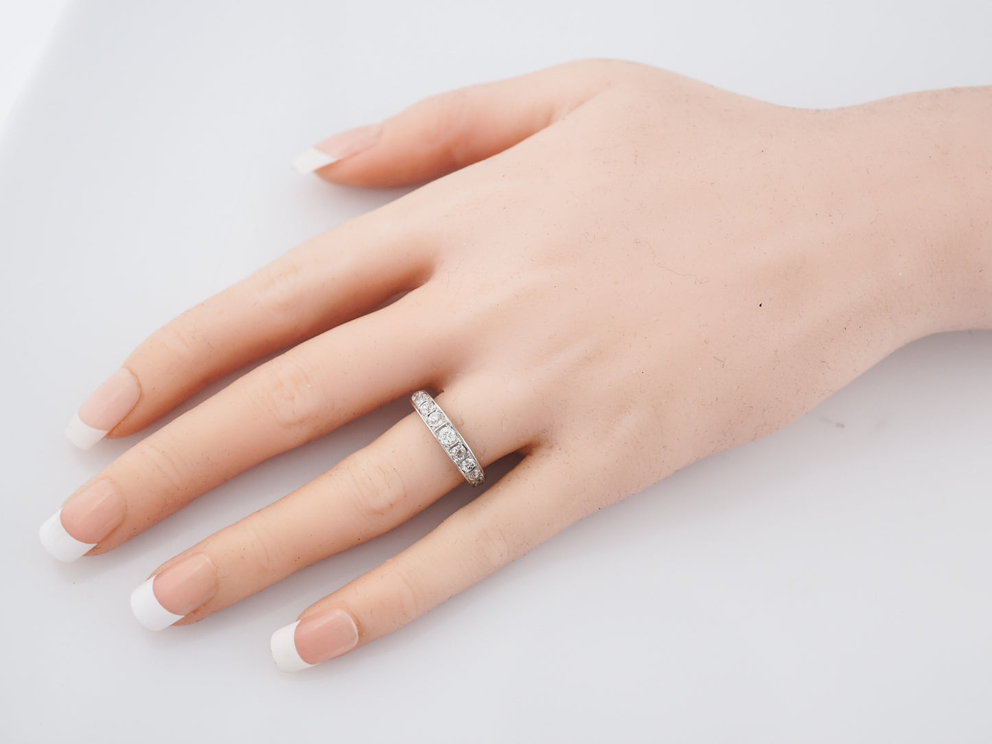 Antique Wedding Band Art Deco .60 Old European Cut Diamonds in Platinum