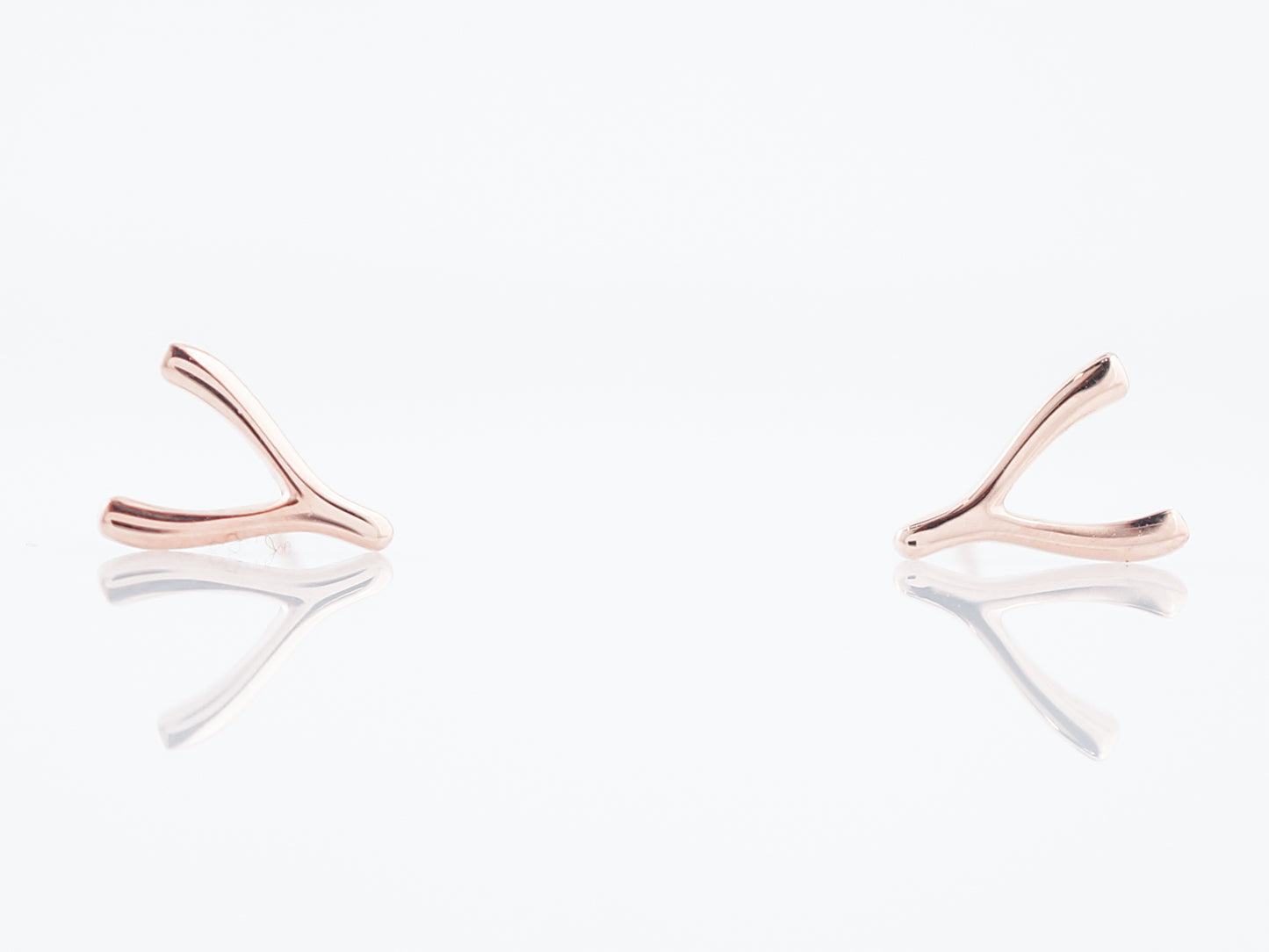 Wish Bone Earrings Modern in 14K Rose Gold
