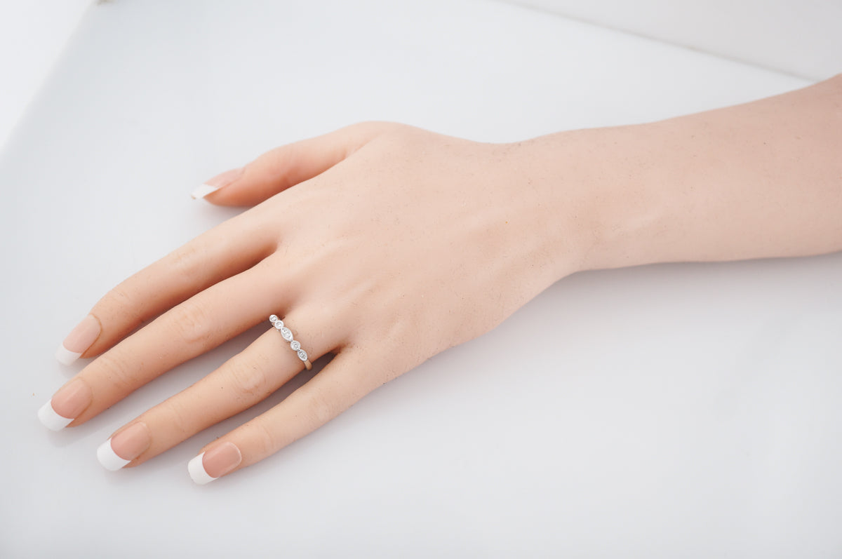 Wedding Band Modern .15 Round Brilliant Cut Diamonds in 14K White Gold