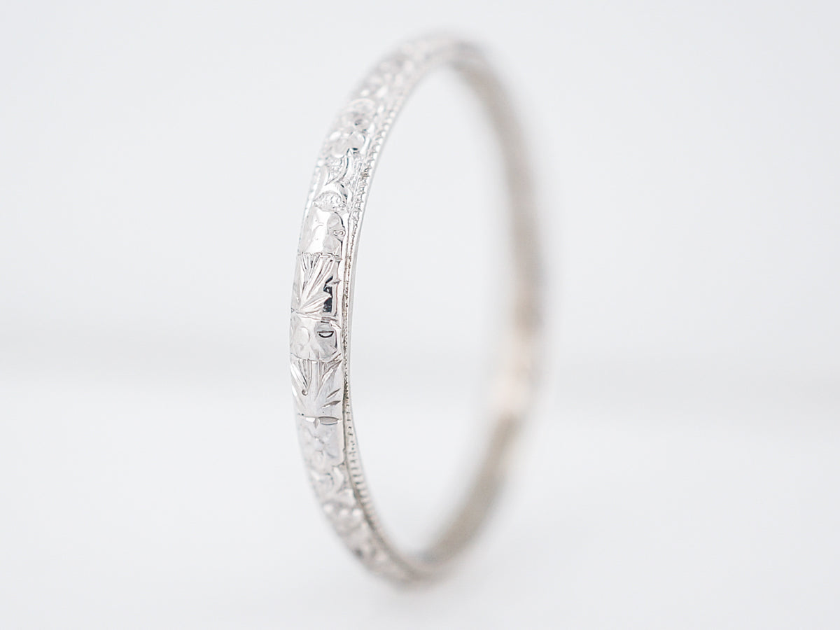 Antique Wedding Band Art Deco in 18k White Gold