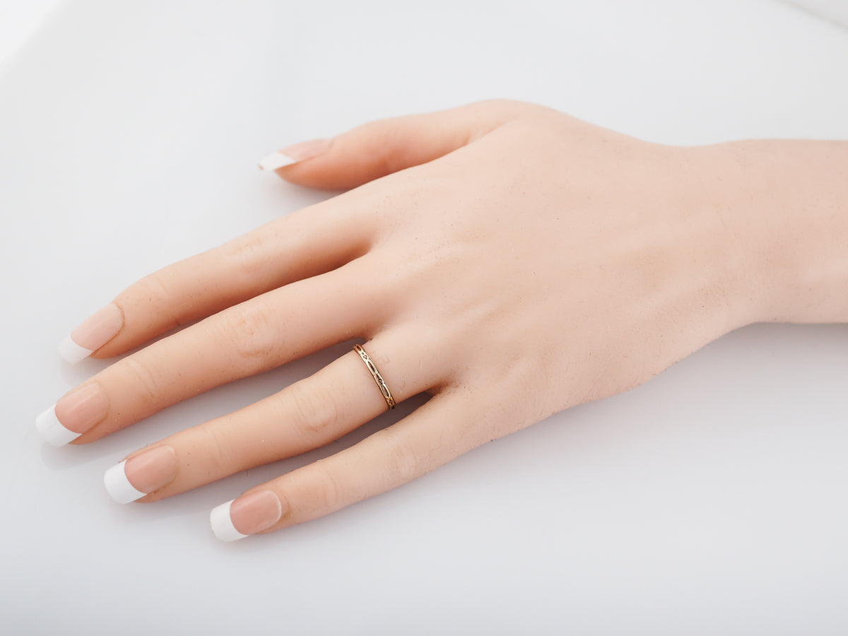 Antique Wedding Band Art Deco Orange Blossom in 14k Yellow Gold