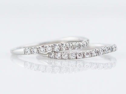 Curved Wedding Band Modern .285 Round Brilliant Cut Diamonds in Platinum