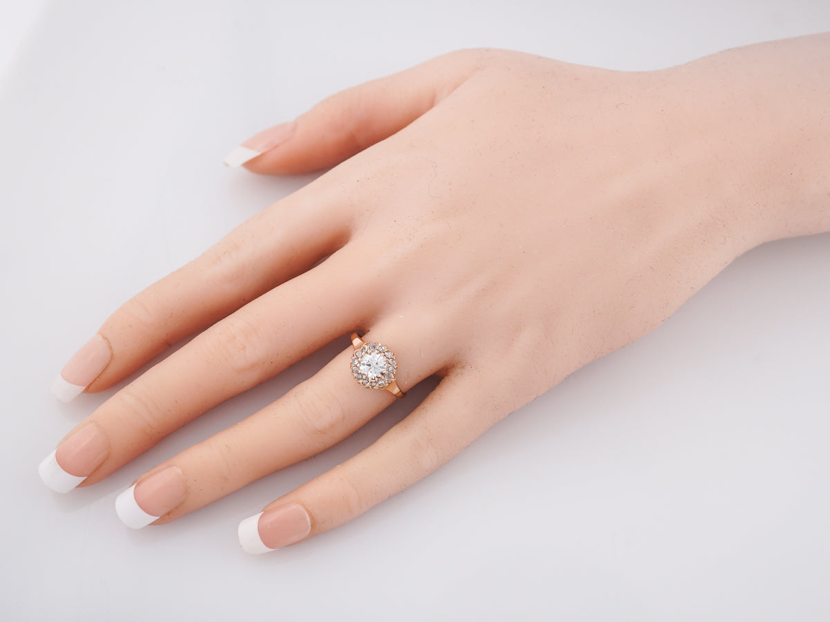 Antique Engagement Ring Victorian .69 Old European Cut Diamond in 14k Yellow Gold