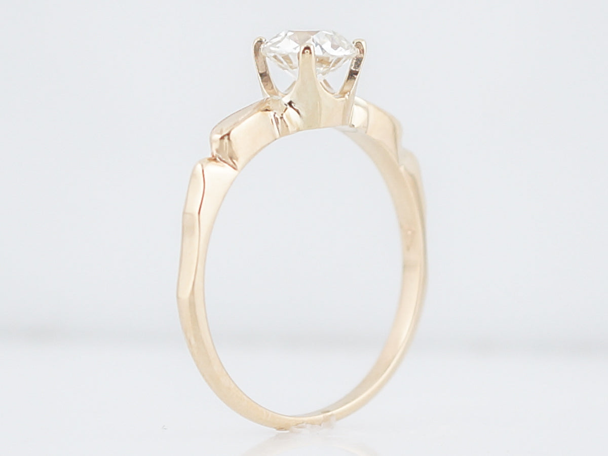 Antique Engagement Ring Art Deco .90 Old European Cut Diamond in 14k Yellow Gold