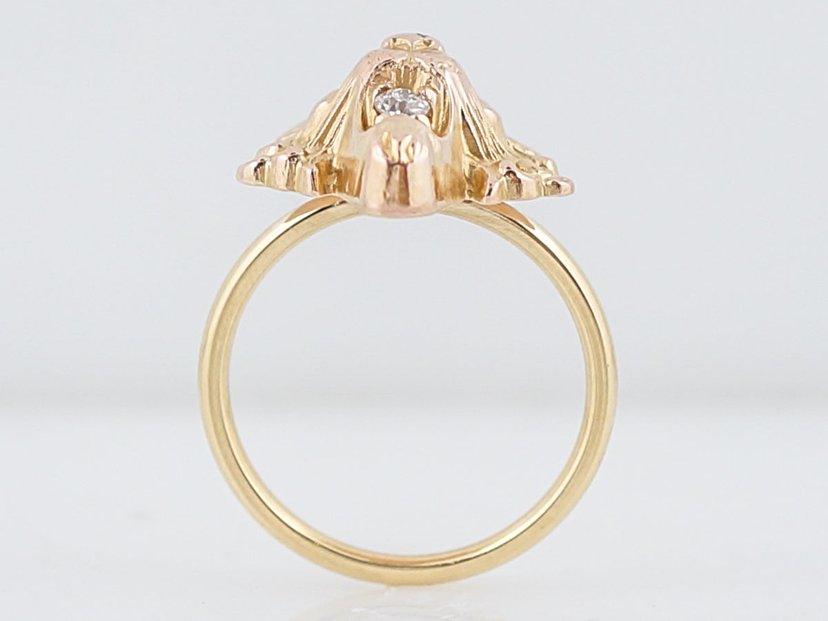 Antique Right Hand Ring Victorian .06 Old Mine Cut Diamond in 18K Yellow Gold