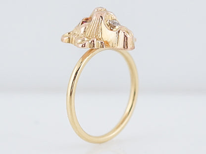 Antique Right Hand Ring Victorian .06 Old Mine Cut Diamond in 18K Yellow Gold