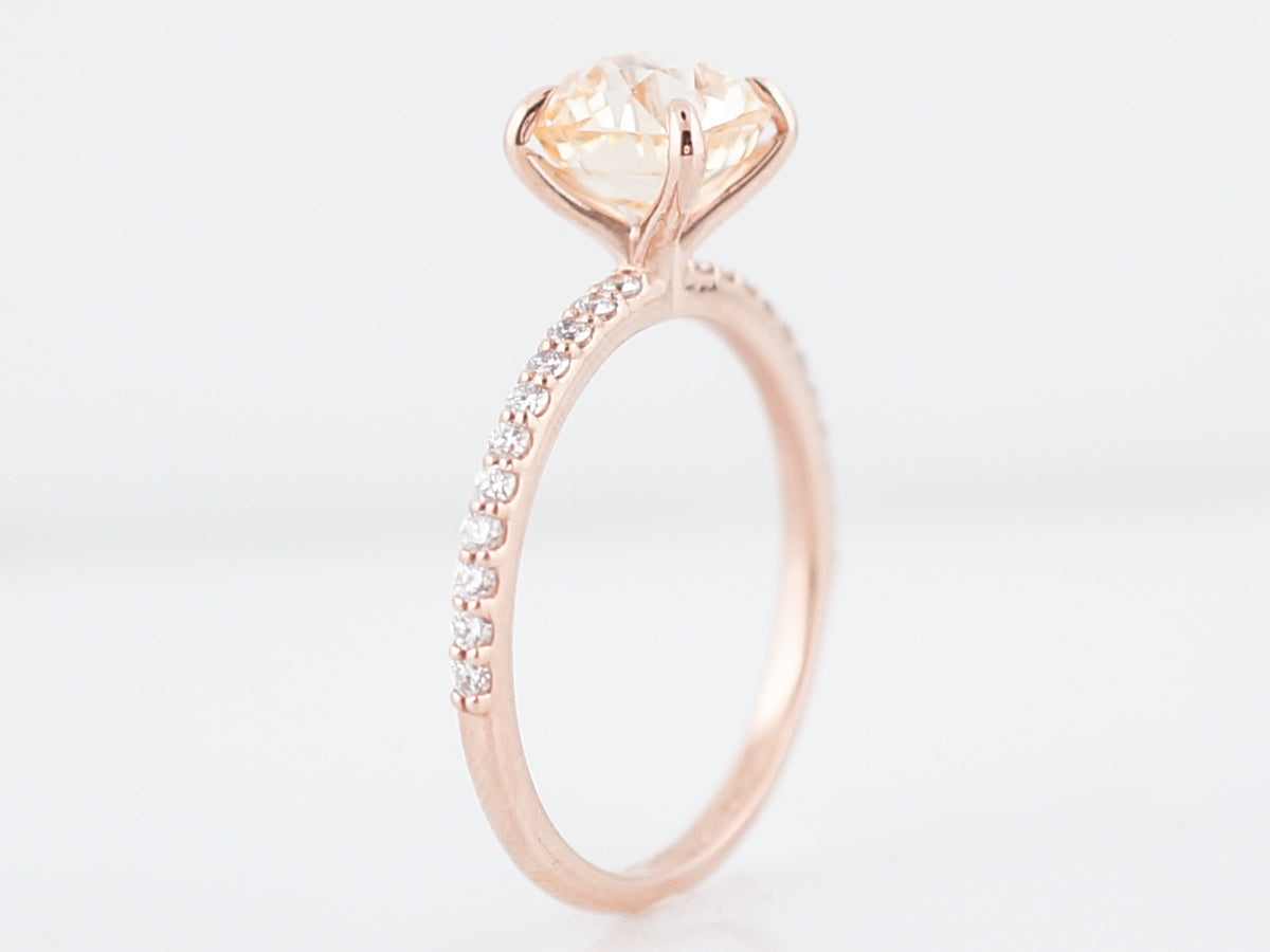 Engagement Ring Modern 3.04 Oval Cut Peach Sapphire in 14k Rose Gold