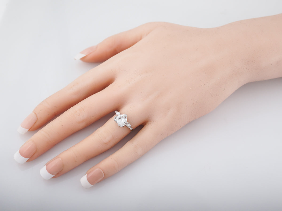 1 Carat Heart Shaped Vintage Engagement Ring in Platinum