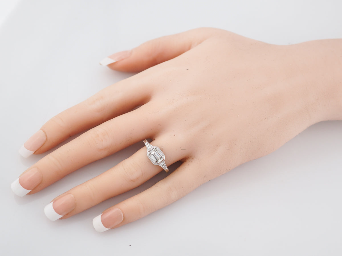 Art Deco Style Emerald Cut Diamond Engagement Ring