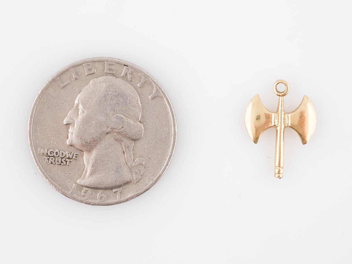 Vintage Pendant Mid-Century Axe Charm 18k Yellow Gold