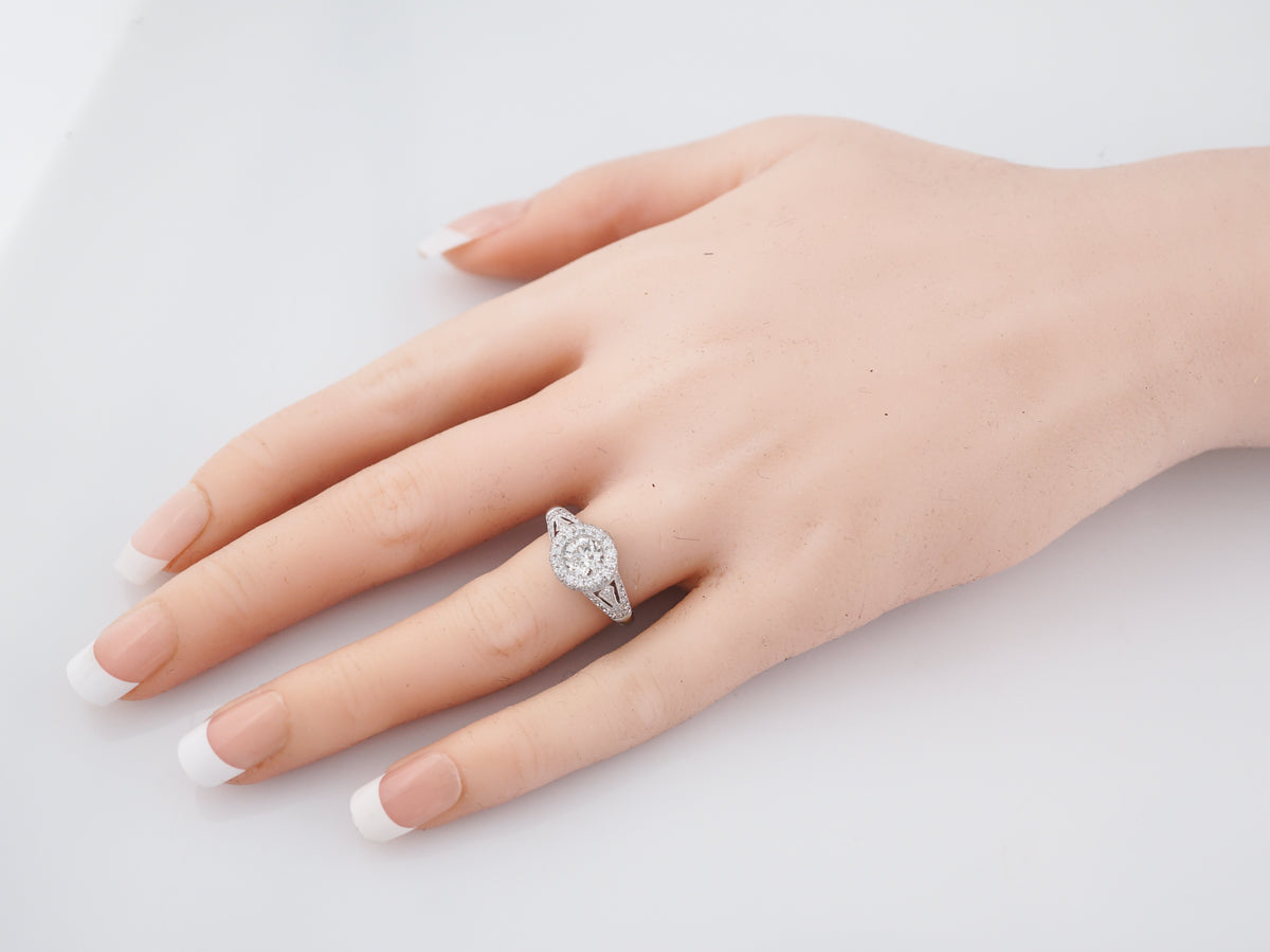Engagement Ring Modern .64 Old European Cut Diamond in Platinum