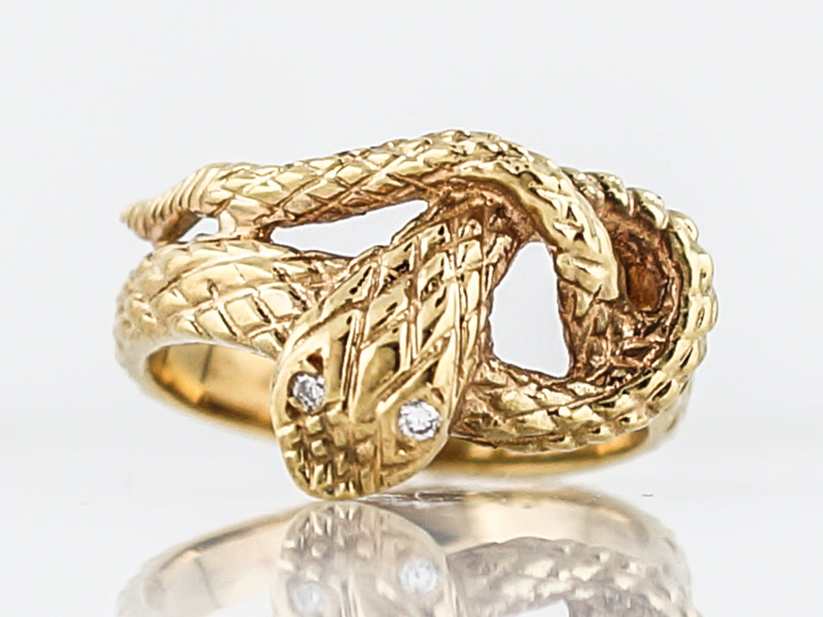 Right Hand Ring Modern .04 Single Cut Diamonds in 14k Yellow Gold