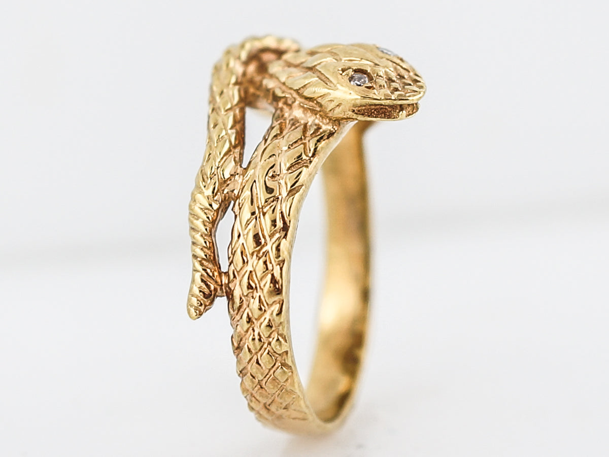 Right Hand Ring Modern .04 Single Cut Diamonds in 14k Yellow Gold
