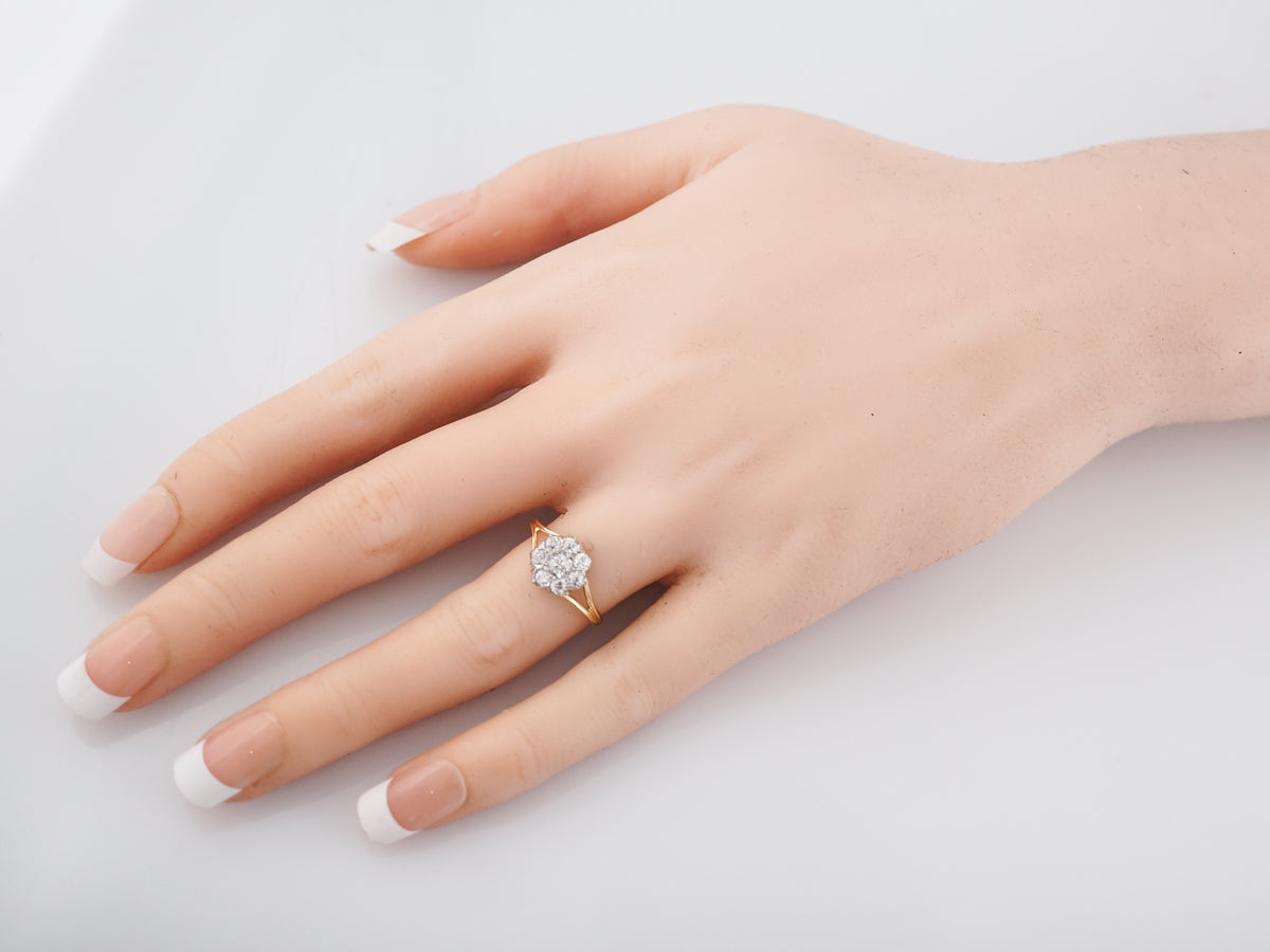 Antique Engagement Ring Victorian .56 Old European Cut Diamonds in 14k Yellow & White Gold
