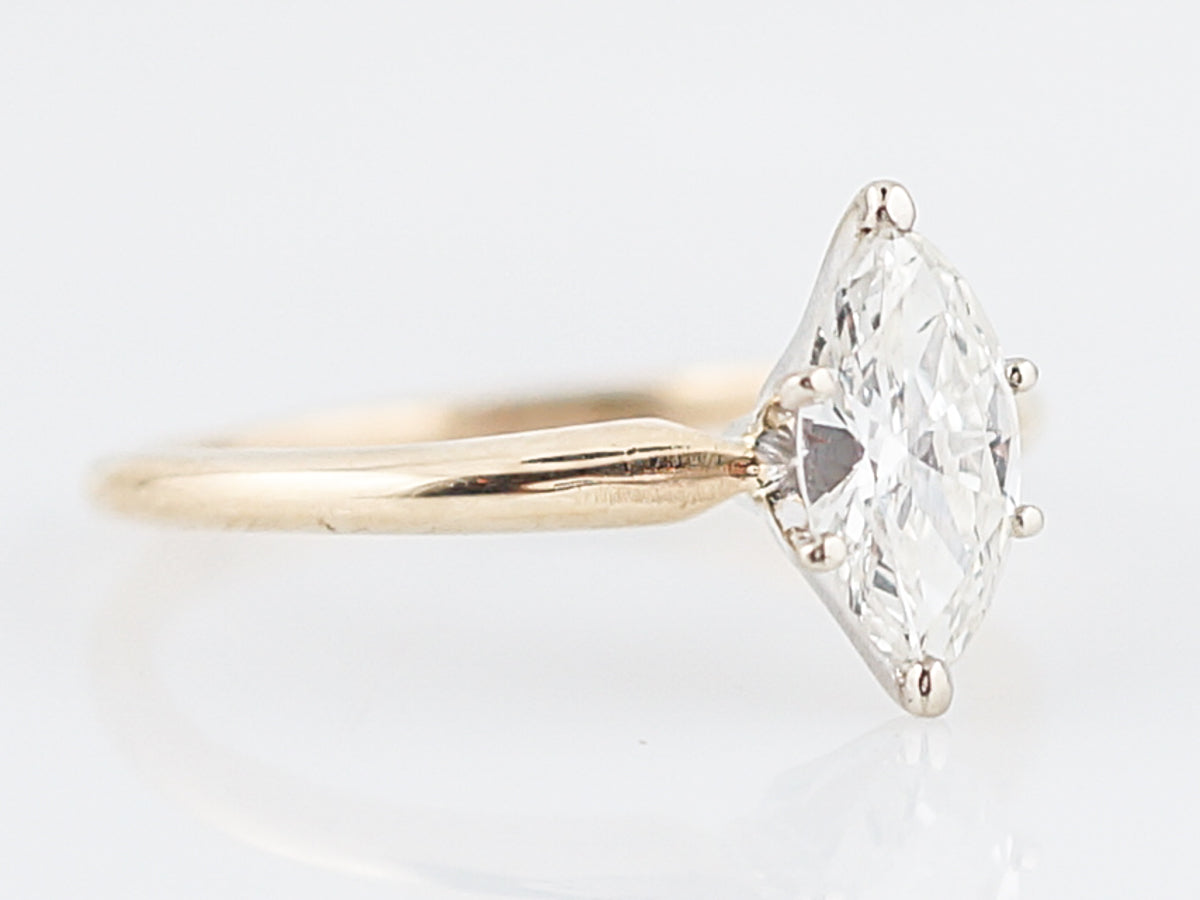 Engagement Ring Modern .82 Marquise Cut Diamond in 14k Yellow Gold