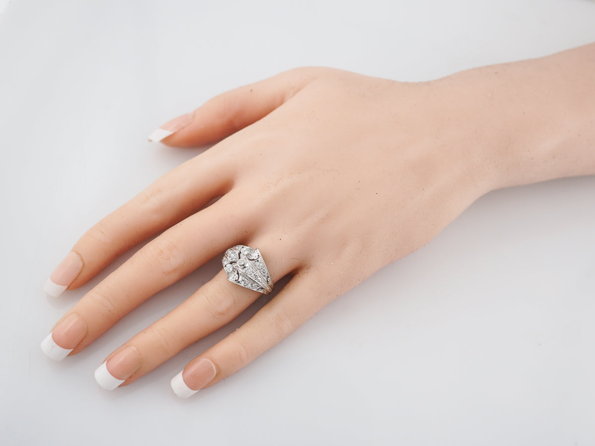 Antique Right Hand Ring Art Deco 1.02 Old European Cut Diamonds in Platinum