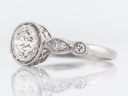 Antique Engagement Ring Art Deco .83 Old European Cut Diamond in Platinum