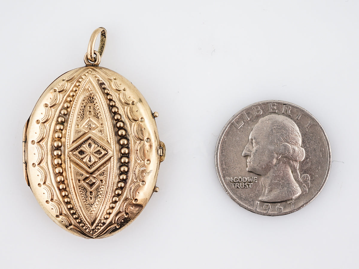 Antique Pendant Charm Locket Victorian in 14k Yellow Gold
