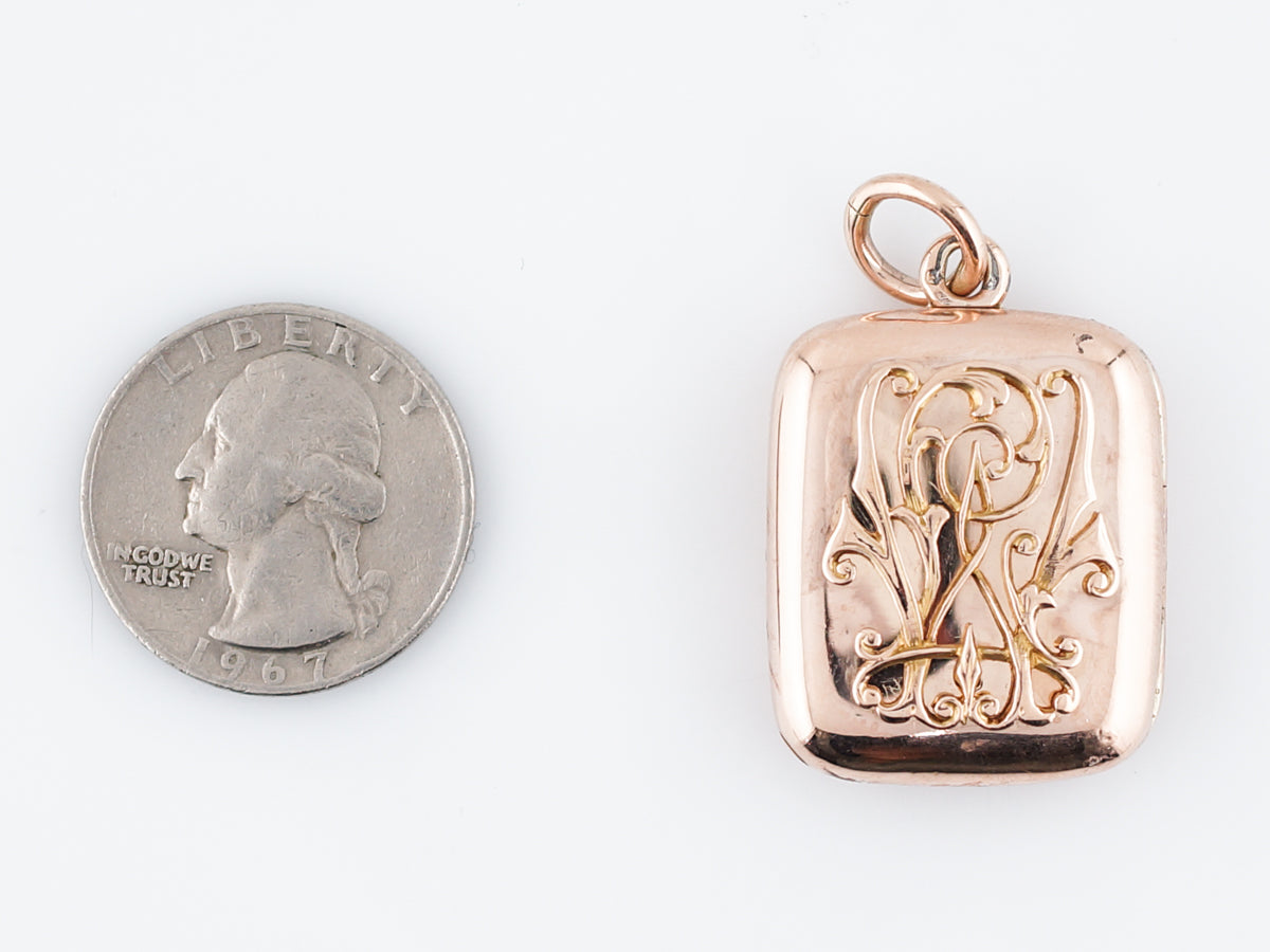 Antique Pendant Charm Locket Victorian in 14k Rose Gold