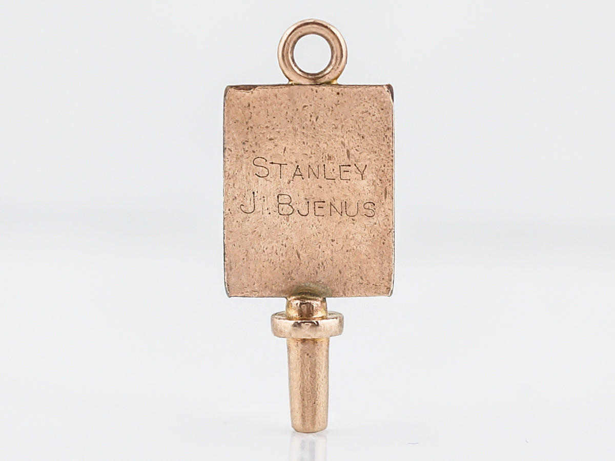 Vintage Pendant Charm Gold Key Mid Century in 14k Yellow Gold