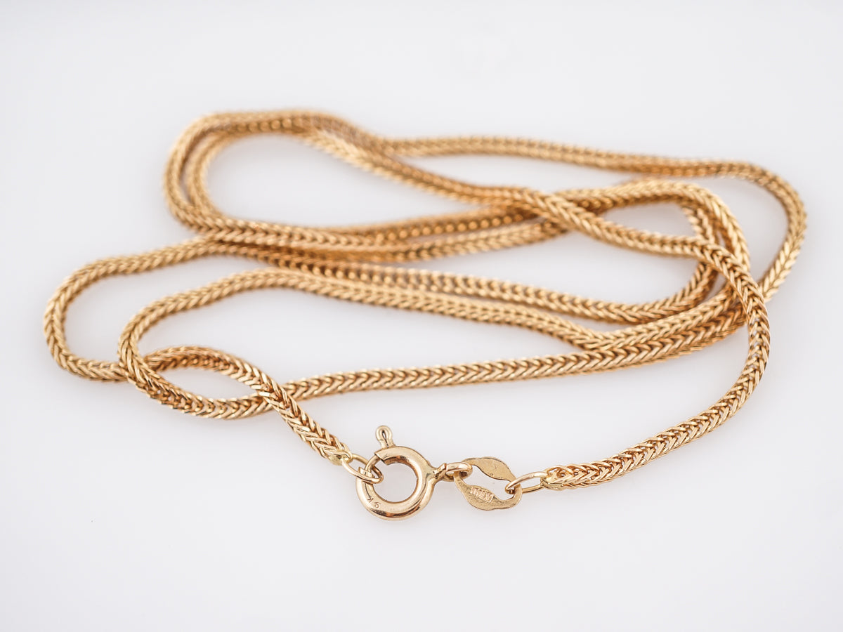 Necklace Modern Square Wheat Chain in 14k Yellow Gold