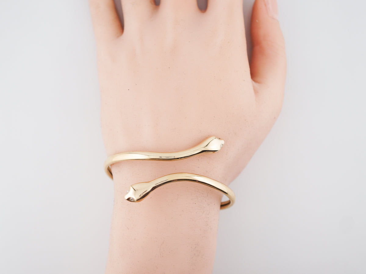 Antique Snake Bangle Bracelet Victorian in 18k Yellow Gold