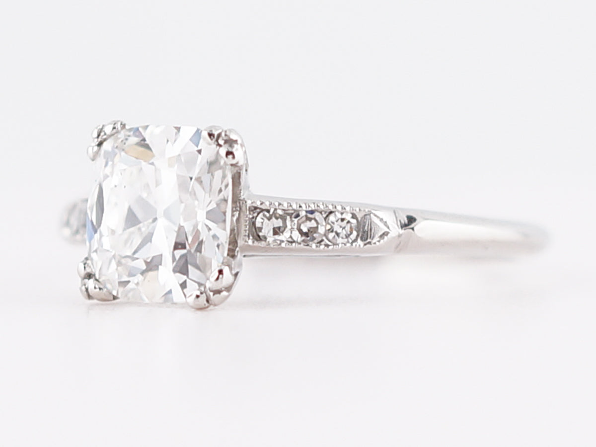 Antique Engagement Ring Art Deco GIA 1.14 Cushion Cut Diamond in Platinum