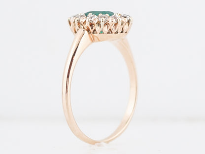 Antique Right Hand Ring Victorian .75 Cushion Cut Emerald in 14k Yellow Gold