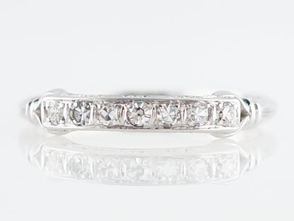 Antique Wedding Band Art Deco .18 Single Cut Diamonds in 18k White Gold
