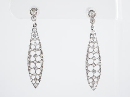 Antique Earrings Art Deco .61 Single & Rose Cut Diamonds in 18k White Gold