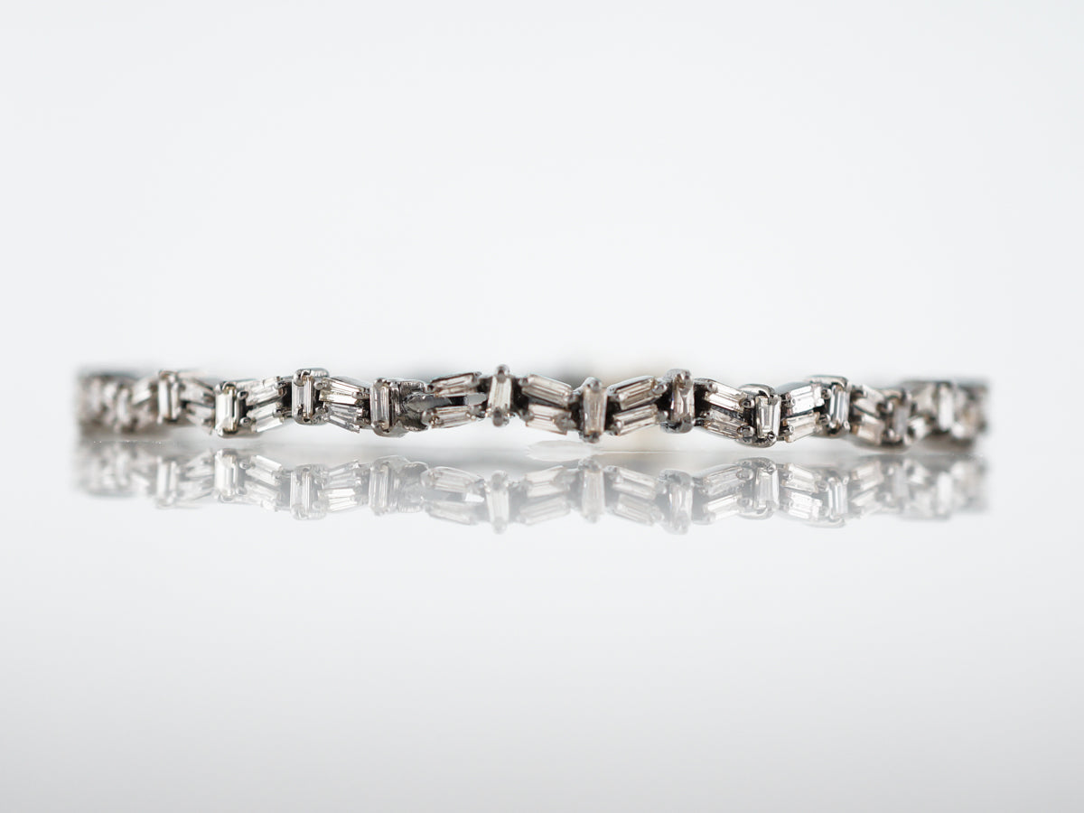 Bracelet Modern 3.75 Tapered Baguette Diamonds in Sterling Silver