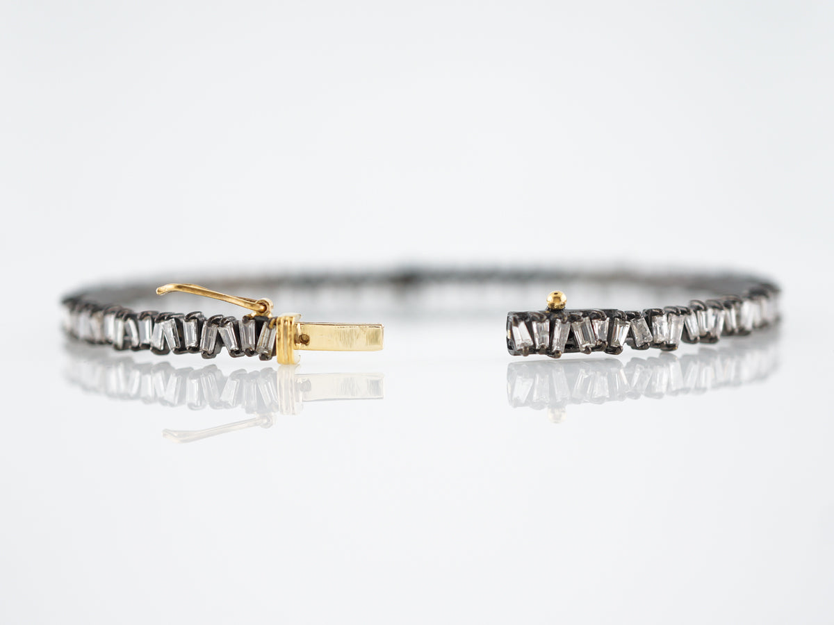 Bracelet Modern 3.18 Tapered Baguette Cut Diamonds in Sterling Silver